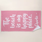 ハッピープレイス名前をカスタムするビーチタオル ビーチタオル (正面)