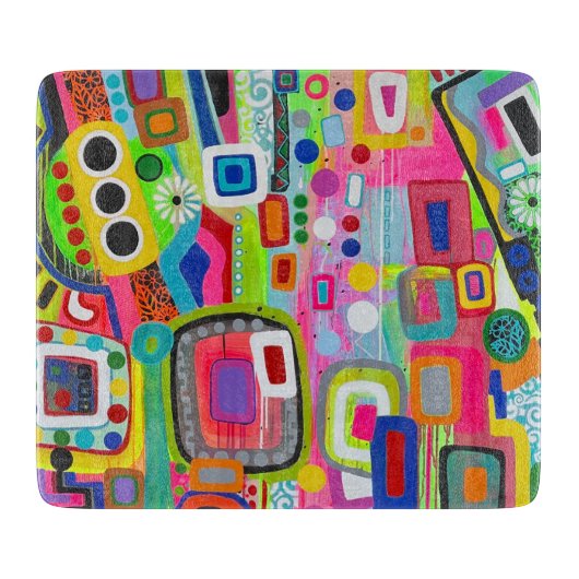 ハッピープレイス6 x 7 Decoガラスカッティングボード カッティングボード (正面)