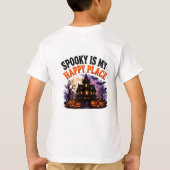 🎃 ハッピープレイス ハロウィーンの幽霊の言葉 👻 Tシャツ (裏面)