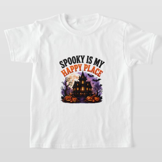🎃 ハッピープレイス ハロウィーンの幽霊の言葉 👻 Tシャツ (レイダウン)