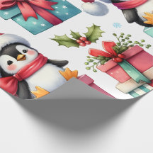 ハッピープレゼントペンギンラッピング紙