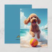 ハッピープードルアットザビーチノートカード サンキューカード (正面/裏面)