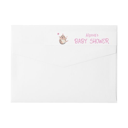 ハッピーヘッジホッグガーデンパーティーベビーシャワー ラップアラウンドラベル (裏面)