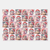 ハッピーヘッジホッグキャンディーケーンクリスマスギフトラップ ラッピングペーパーシート (正面3)