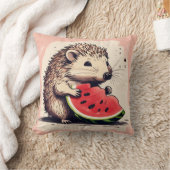 ハッピーヘッジホッグスイカ喜び枕 クッション (ブランケット)