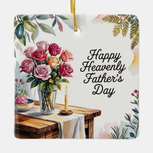 ハッピーヘブンテリーファーザーの日フローラメモリアル セラミックオーナメント (正面)