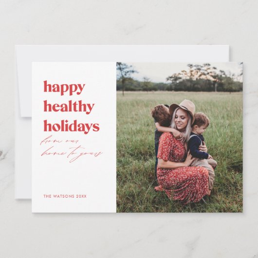 ハッピーヘルシーホリデイズフォトブライトレッド シーズンカード (正面)