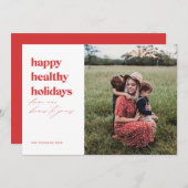ハッピーヘルシーホリデイズフォトブライトレッド シーズンカード (正面/裏面)