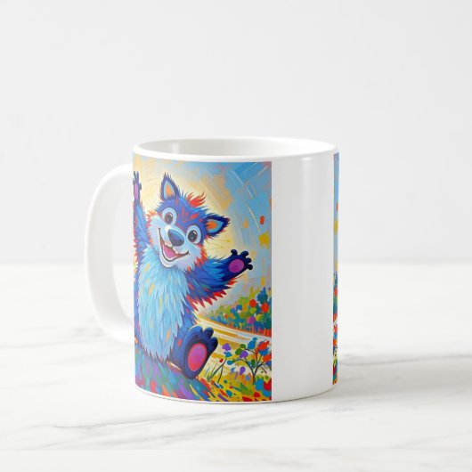 ハッピーベおもしろいアー抽象芸術かわいい動物アート コーヒーマグカップ (正面左)