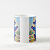 ハッピーベおもしろいアー抽象芸術かわいい動物アート コーヒーマグカップ (中央)