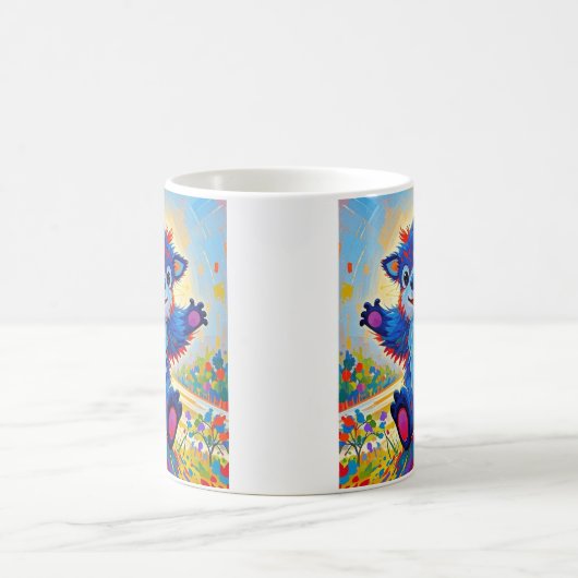 ハッピーベおもしろいアー抽象芸術かわいい動物アート コーヒーマグカップ (中央)