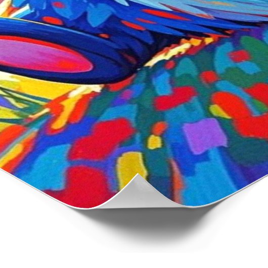 ハッピーベおもしろいアー抽象芸術かわいい動物アート ポスター (角)