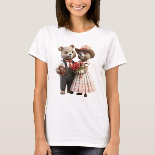 ハッピーベアカップル Tシャツ (正面)