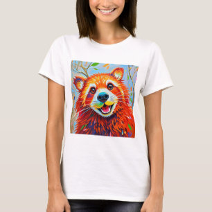 ハッピーベア表現抽象芸術動物アート Tシャツ