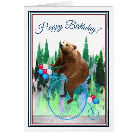 ハッピーベア誕生日グリーティングカード (正面)