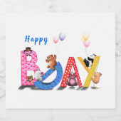 ハッピーベア誕生日ボトルラベル スパークリングワインラベル (シングルラベル)