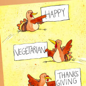 ハッピーベジタリアン感謝祭グリーティングカード カード