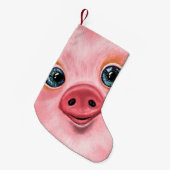 ハッピーベビーおもしろいピグクリスマスストッキング-スマイル スモールクリスマスストッキング (正面 (吊り時))