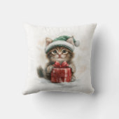 ハッピーベビーキャット – Maine Coon Kitten in Green Hat クッション (裏面)