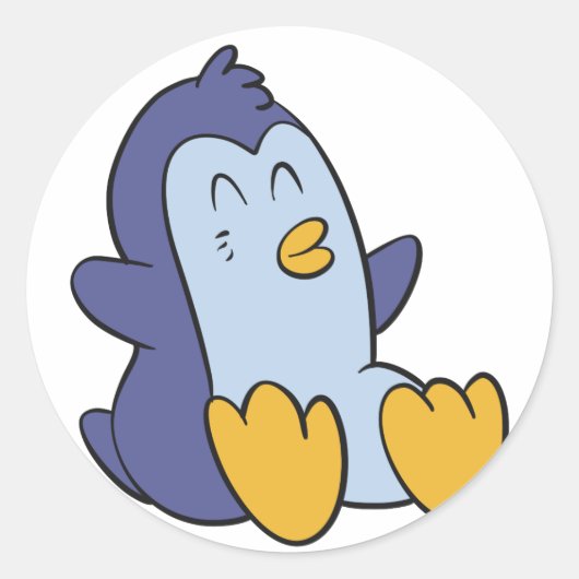 ハッピーベビーペンギン |背景色の選択 ラウンドシール (正面)