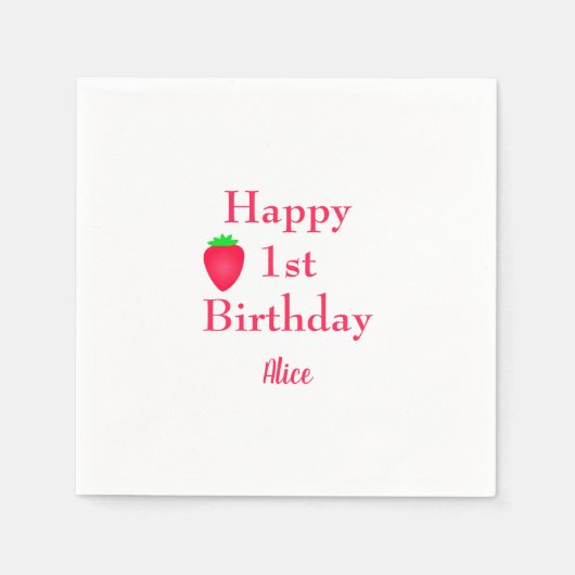 ハッピーベリーファーストストロベリー1st誕生日2024 スタンダードカクテルナプキン (正面)