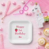 ハッピーベリーファーストストロベリー1st誕生日2024 ペーパープレート (パーティー)