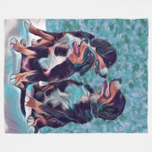 ハッピーベルネーズマウンテンドッグス フリースブランケット (正面(横))