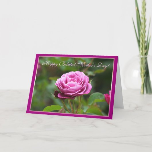 ハッピーベレーションのお母さんの日ピンクローズグリーティングカード カード (正面)