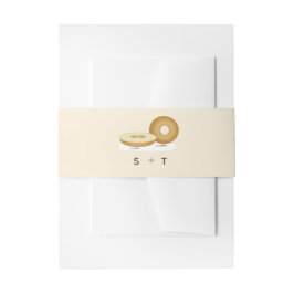 ハッピーベーグルイラストレーション結婚ズホワイトブラウンクリーム 招待状ベリーバンド