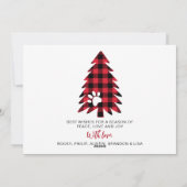 ハッピーペイリデイズクリスマスツリー赤い格子模様ペット写真 シーズンカード (裏面)