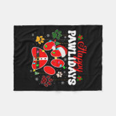 ハッピーペイリデイズクリスマスライトドッグポーアニマルロー フリースブランケット (正面(横))