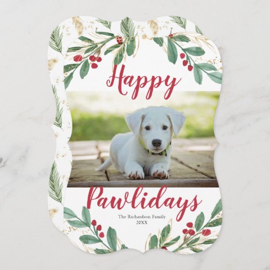 ハッピーペイリデイズドッグウォーターカラークリスマスカード (正面/裏面)