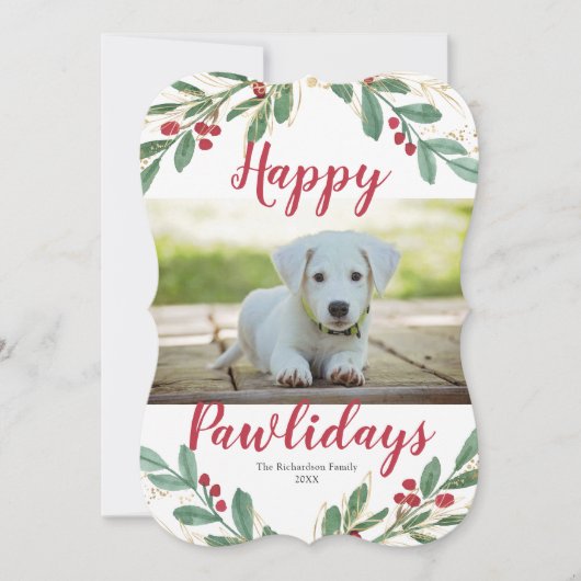 ハッピーペイリデイズドッグウォーターカラークリスマスカード (正面)