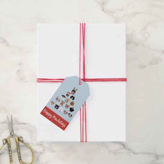 ハッピーペイリデイズドッグクリスマスツリー ギフトタグ (より糸付き)