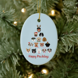 ハッピーペイリデイズドッグクリスマスツリー セラミックオーナメント