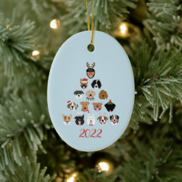 ハッピーペイリデイズドッグクリスマスツリー セラミックオーナメント