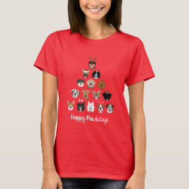 ハッピーペイリデイズドッグクリスマスツリー Tシャツ