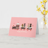 ハッピーペイリデイズドッグクリスマスホリデートレイン カード (黄色い花)