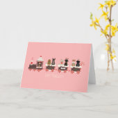 ハッピーペイリデイズドッグクリスマスホリデートレイン カード (黄色い花)