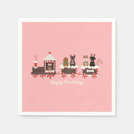 ハッピーペイリデイズドッグクリスマスホリデートレイン スタンダードカクテルナプキン