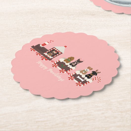 ハッピーペイリデイズドッグクリスマスホリデートレイン ペーパーコースター (アングル)