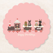 ハッピーペイリデイズドッグクリスマスホリデートレイン ペーパーコースター (正面)