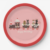 ハッピーペイリデイズドッグクリスマスホリデートレイン ペーパープレート (正面)