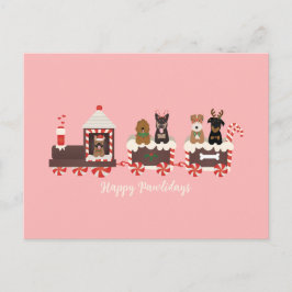 ハッピーペイリデイズドッグクリスマスホリデートレイン ポストカード