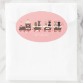 ハッピーペイリデイズドッグクリスマスホリデートレイン 楕円形シール (バッグ)