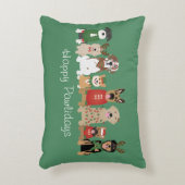 ハッピーペイリデイズドッグズレッドグリーン アクセントクッション (正面(垂直))