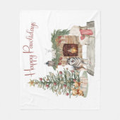 ハッピーペイリデイズドッグデザイン – アラスカンマラムテ フリースブランケット (正面)