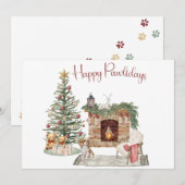 ハッピーペイリデイズドッグデザイン – キングチャールズスパニエル犬 シーズンカード (正面/裏面)