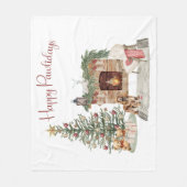 ハッピーペイリデイズドッグデザイン – コッカースパニエル犬 フリースブランケット (正面)