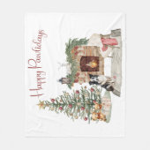 ハッピーペイリデイズドッグデザイン – コリー フリースブランケット (正面)